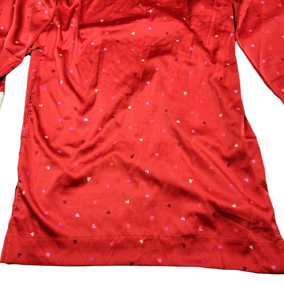 NWT Women's Red Lightweight Satin Spring / Summer Robe - Stars Above Hearts M/L - Picture 8 of 12